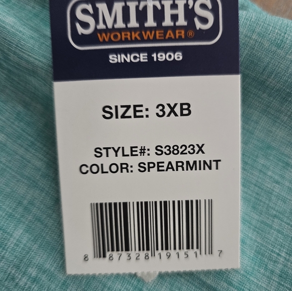 Smith’s Workwear Spearmint Short Sleeve Performance Work Shirt Sz 3XB NWT - Picture 7 of 15